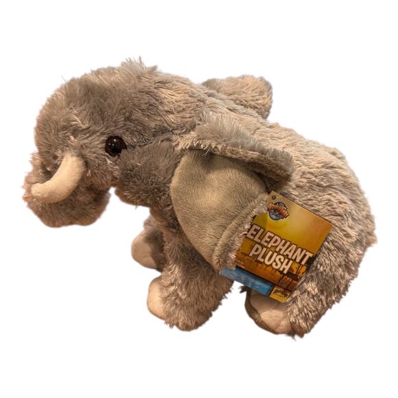 Adventure Planet 12" Gray Elephant with Tusk Plush - Picture 1 of 7